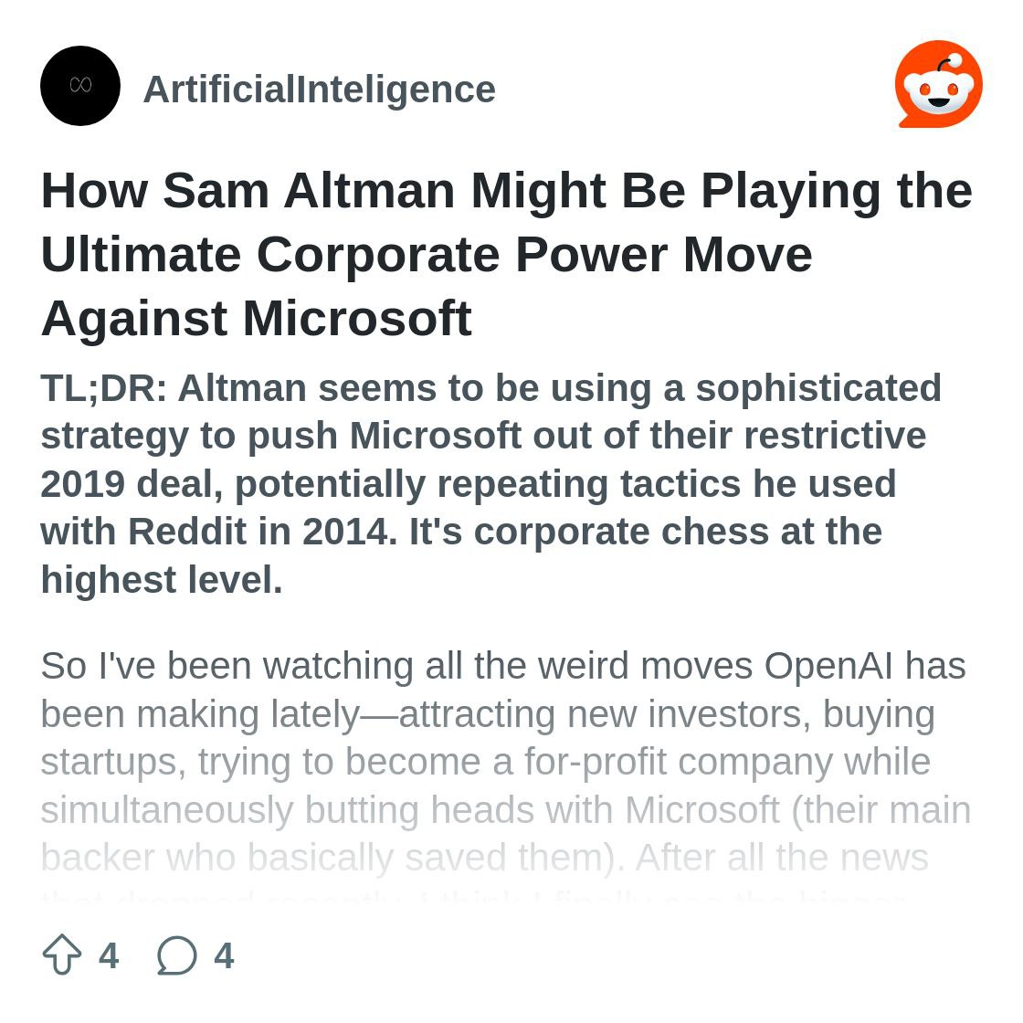 Как Сэм Альтман освобождает OpenAI от Microsoft: игра в 5D шахматы