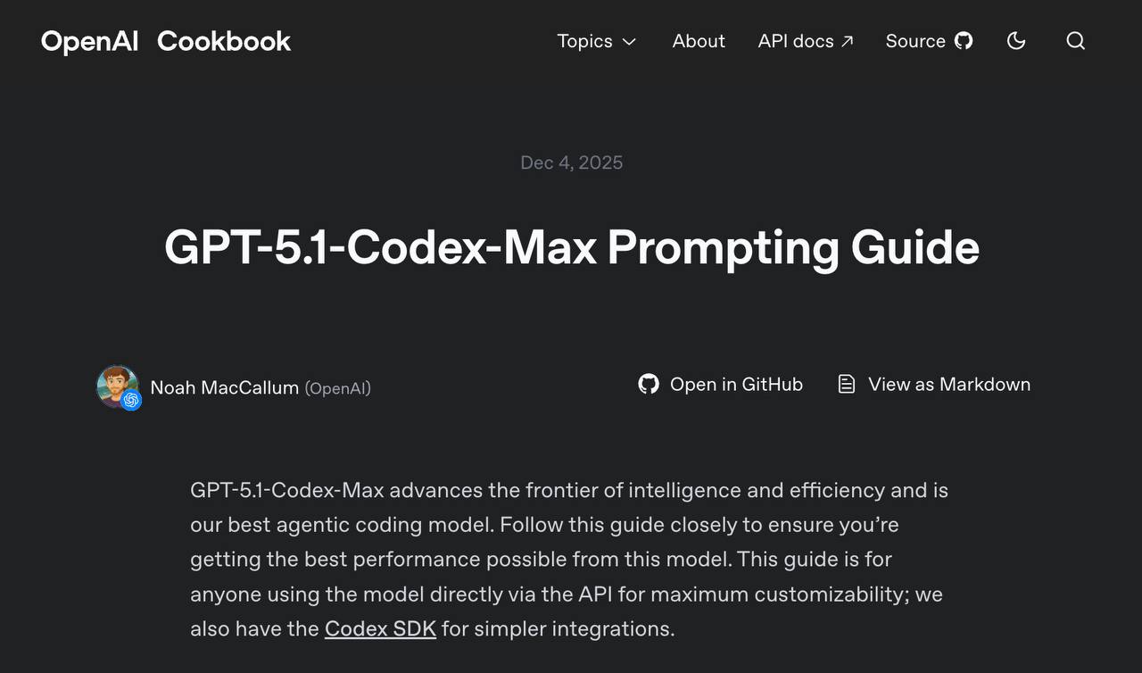 Гайд по промптингу GPT-5.1-Codex-Max от OpenAI и бесплатный доступ